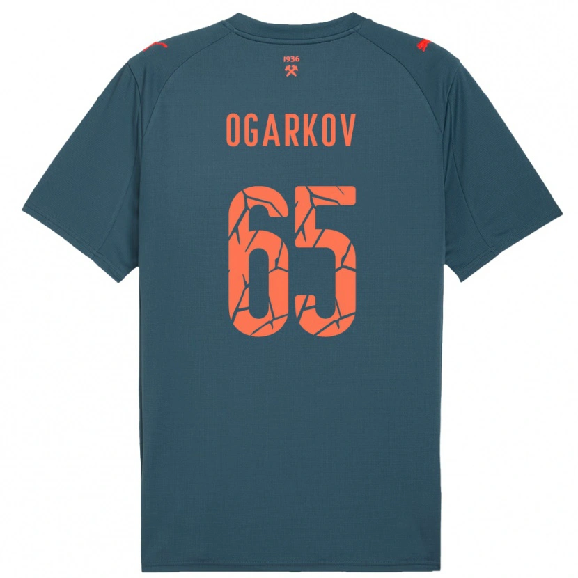 Danxen Bambino Maglia Mykola Ogarkov #65 Navy Rosso Kit Gara Away 2025/26 Maglietta