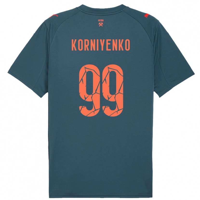 Danxen Bambino Maglia Viktor Korniyenko #99 Navy Rosso Kit Gara Away 2025/26 Maglietta