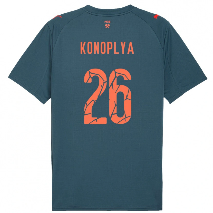 Danxen Bambino Maglia Yukhym Konoplya #26 Navy Rosso Kit Gara Away 2025/26 Maglietta