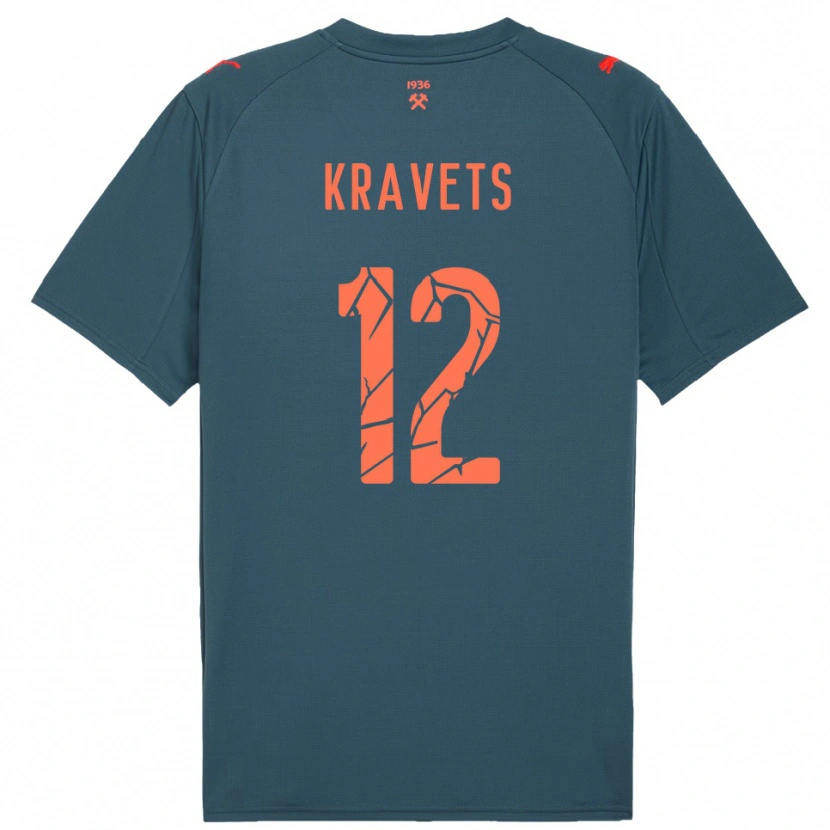 Danxen Bambino Maglia Vladyslav Kravets #12 Navy Rosso Kit Gara Away 2025/26 Maglietta
