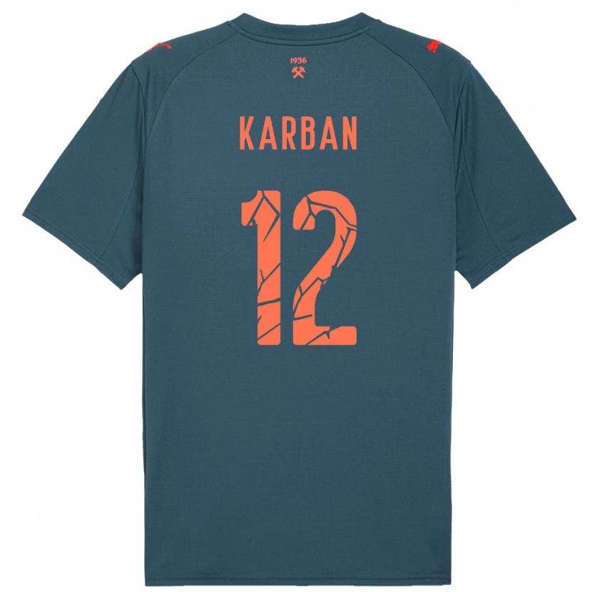 Danxen Bambino Maglia Yevheniia Karban #12 Navy Rosso Kit Gara Away 2025/26 Maglietta