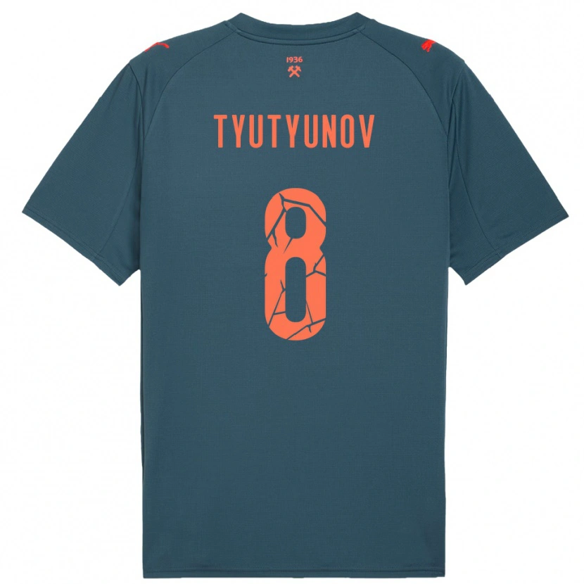 Danxen Bambino Maglia Vladyslav Tyutyunov #8 Navy Rosso Kit Gara Away 2025/26 Maglietta