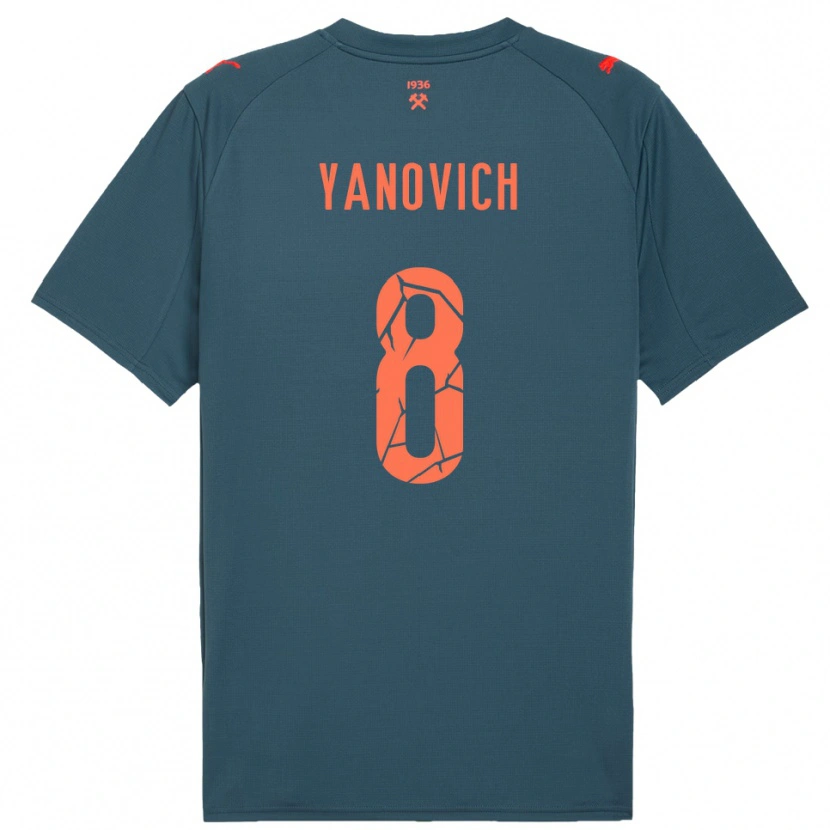 Danxen Bambino Maglia Yevgen Yanovich #8 Navy Rosso Kit Gara Away 2025/26 Maglietta