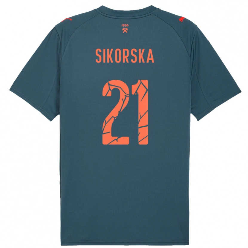 Danxen Bambino Maglia Anastasiia Sikorska #21 Navy Rosso Kit Gara Away 2025/26 Maglietta
