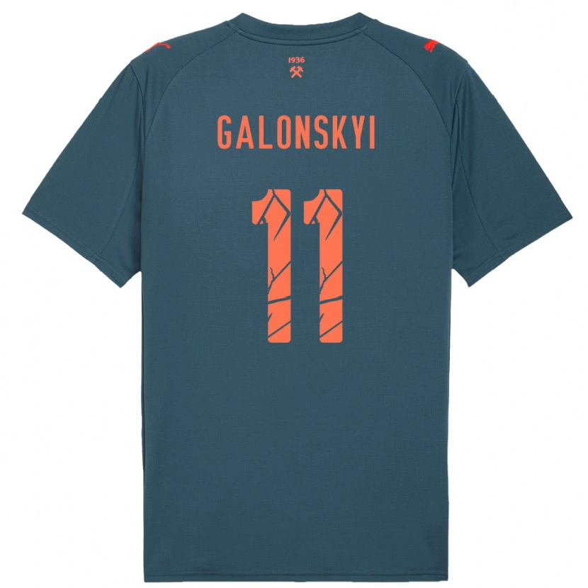 Danxen Bambino Maglia Valentyn Galonskyi #11 Navy Rosso Kit Gara Away 2025/26 Maglietta