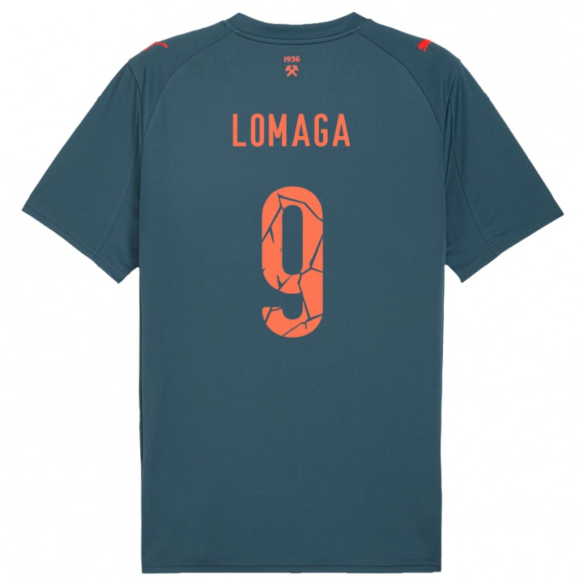 Danxen Bambino Maglia Oleksandr Lomaga #9 Navy Rosso Kit Gara Away 2025/26 Maglietta