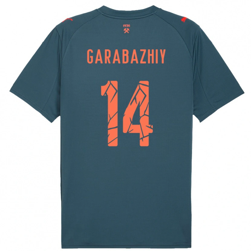 Danxen Bambino Maglia Anton Garabazhiy #14 Navy Rosso Kit Gara Away 2025/26 Maglietta