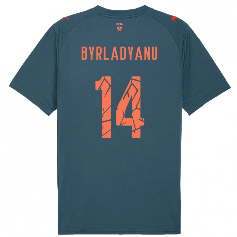 Danxen Bambino Maglia Ilya Byrladyanu #14 Navy Rosso Kit Gara Away 2025/26 Maglietta