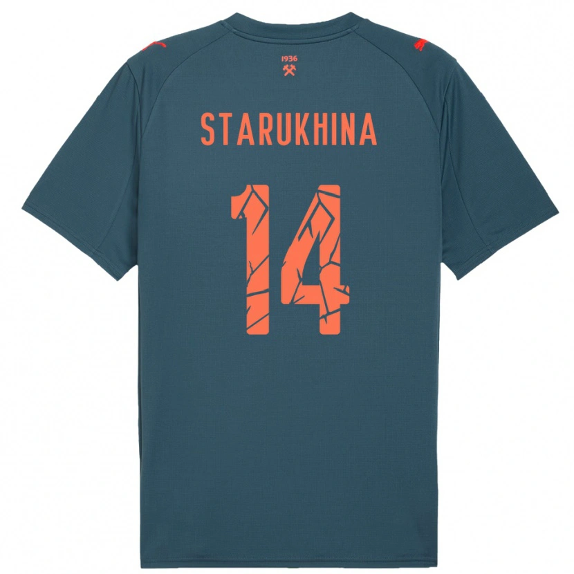 Danxen Bambino Maglia Alina Starukhina #14 Navy Rosso Kit Gara Away 2025/26 Maglietta