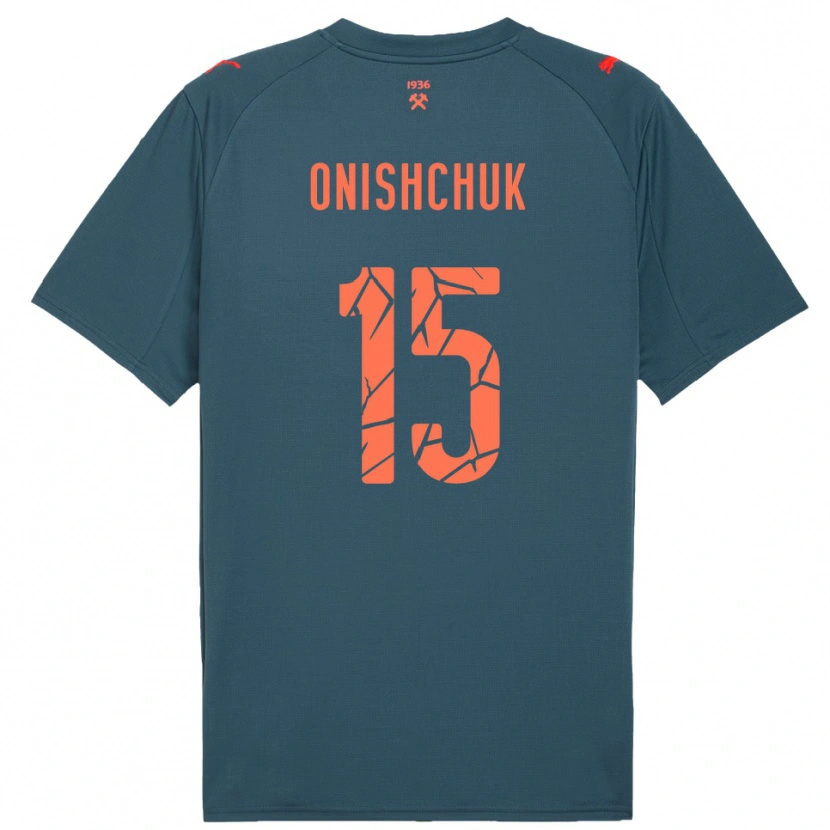 Danxen Bambino Maglia Yegor Onishchuk #15 Navy Rosso Kit Gara Away 2025/26 Maglietta