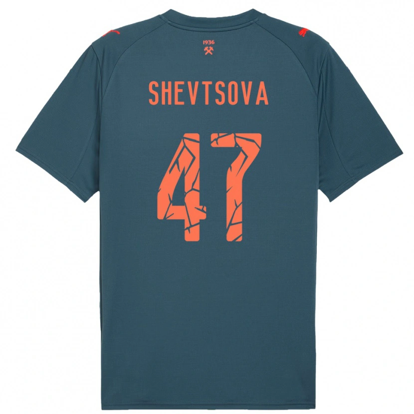 Danxen Bambino Maglia Viktoriia Shevtsova #47 Navy Rosso Kit Gara Away 2025/26 Maglietta
