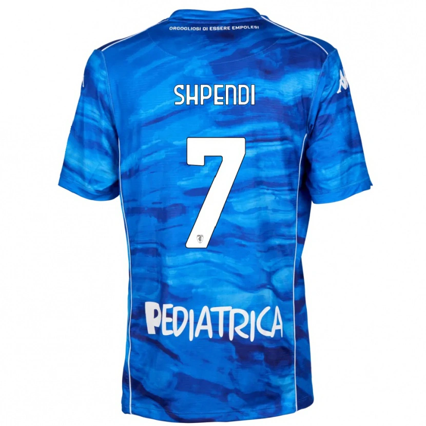 Danxen Uomo Maglia Stiven Shpendi #7 Blu Bianco Kit Gara Home 2025/26 Maglietta
