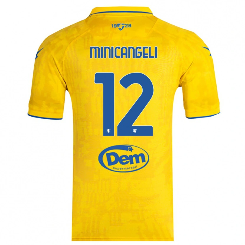 Danxen Uomo Maglia Francesco Minicangeli #12 Giallo Blu Kit Gara Home 2025/26 Maglietta