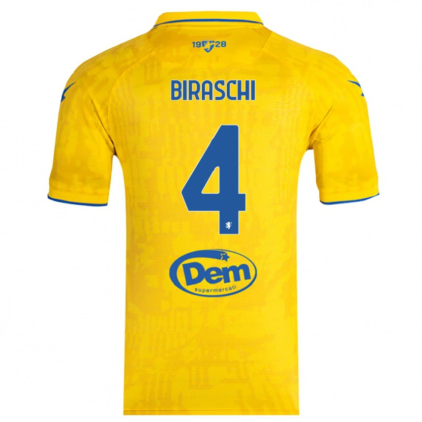 Danxen Uomo Maglia Davide Biraschi #4 Giallo Blu Kit Gara Home 2025/26 Maglietta