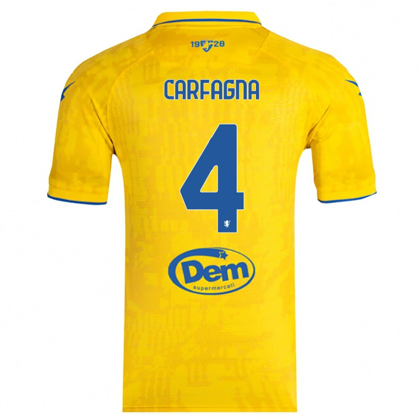 Danxen Uomo Maglia Matteo Carfagna #4 Giallo Blu Kit Gara Home 2025/26 Maglietta
