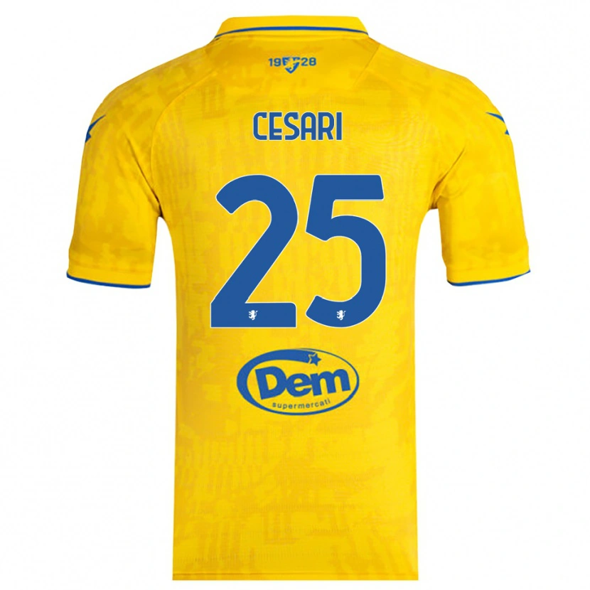 Danxen Uomo Maglia Nicolò Cesari #25 Giallo Blu Kit Gara Home 2025/26 Maglietta