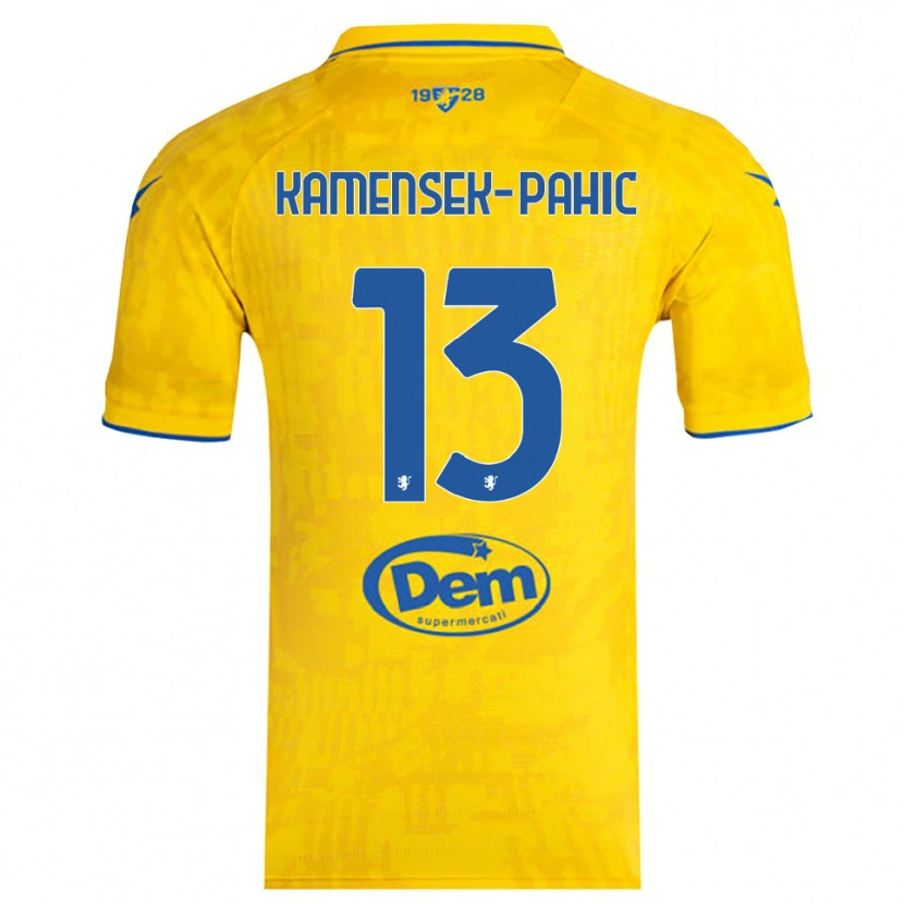 Danxen Uomo Maglia Matjaz Kamensek-Pahic #13 Giallo Blu Kit Gara Home 2025/26 Maglietta