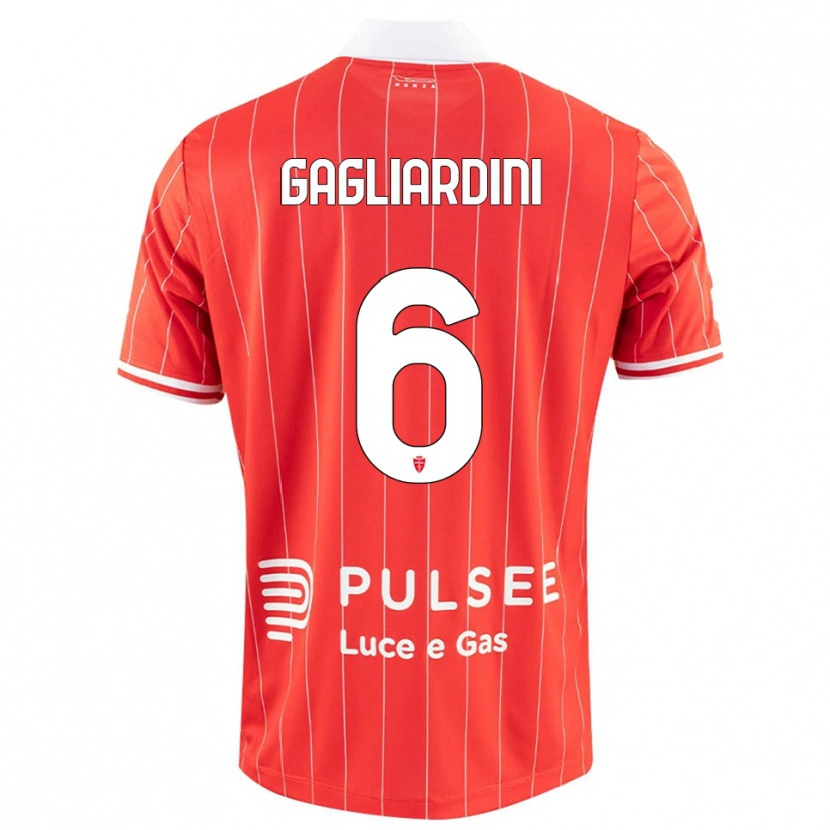 Danxen Uomo Maglia Roberto Gagliardini #6 Rosso Bianco Kit Gara Home 2025/26 Maglietta