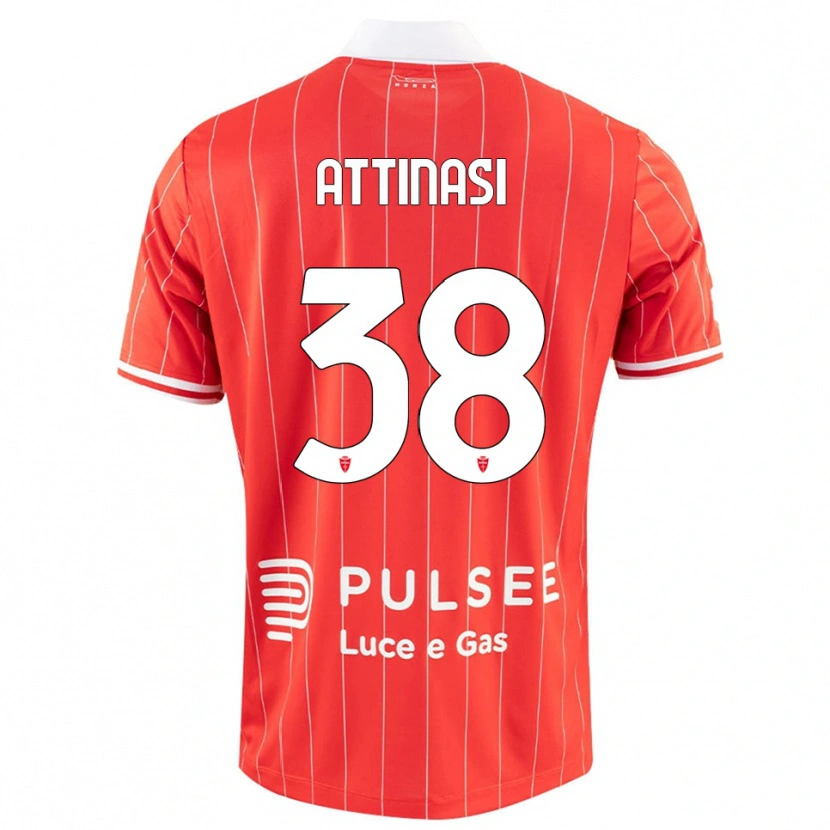Danxen Uomo Maglia Mattia Attinasi #38 Rosso Bianco Kit Gara Home 2025/26 Maglietta