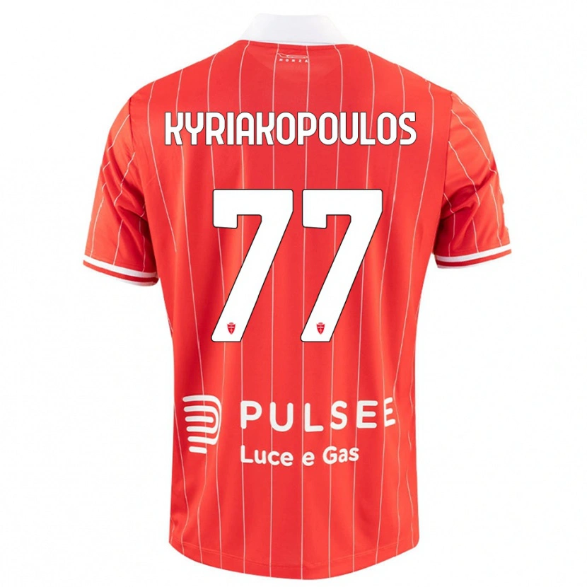 Danxen Uomo Maglia Georgios Kyriakopoulos #77 Rosso Bianco Kit Gara Home 2025/26 Maglietta