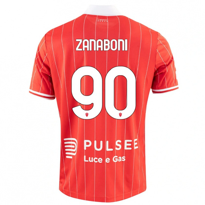 Danxen Uomo Maglia Emanuele Zanaboni #90 Rosso Bianco Kit Gara Home 2025/26 Maglietta
