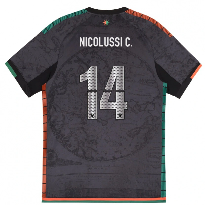 Danxen Uomo Maglia Hans Nicolussi Caviglia #14 Grigio Scuro Kit Gara Home 2025/26 Maglietta