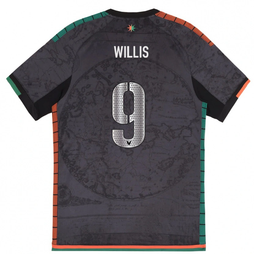 Danxen Uomo Maglia Kailey Willis #9 Grigio Scuro Kit Gara Home 2025/26 Maglietta