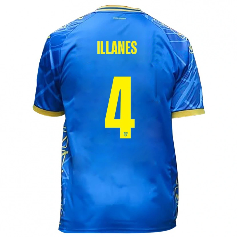 Danxen Uomo Maglia Julián Illanes #4 Azzurro Giallo Kit Gara Home 2025/26 Maglietta