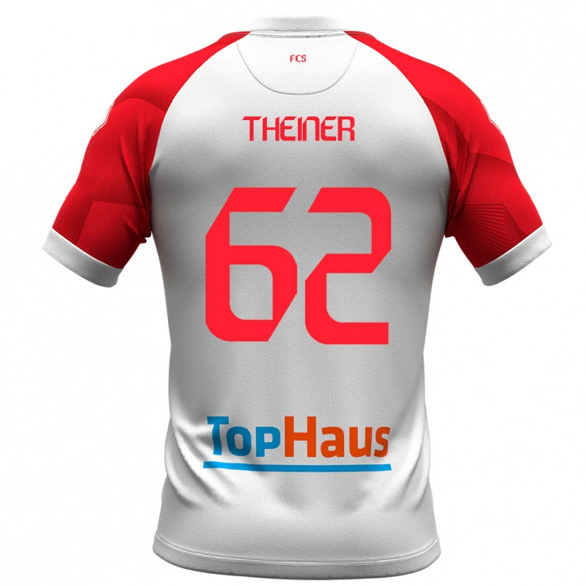 Danxen Uomo Maglia Daniel Theiner #62 Bianco Rosso Kit Gara Home 2025/26 Maglietta