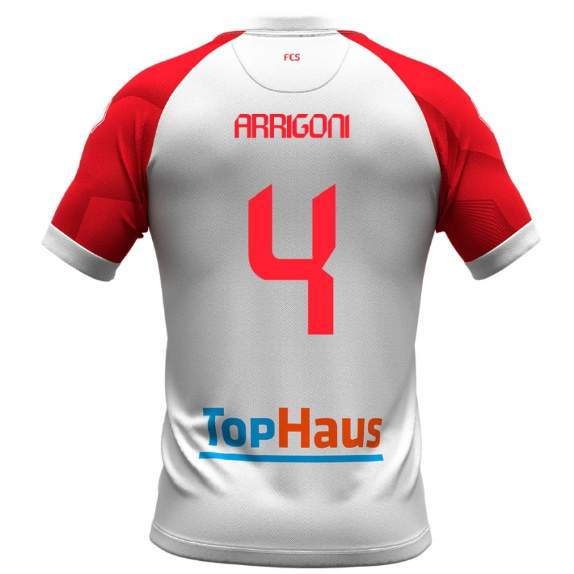 Danxen Uomo Maglia Tommaso Arrigoni #4 Bianco Rosso Kit Gara Home 2025/26 Maglietta