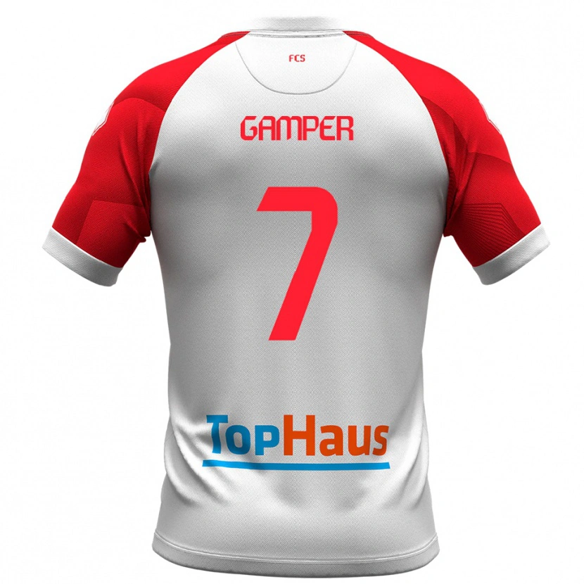 Danxen Uomo Maglia Hannes Gamper #7 Bianco Rosso Kit Gara Home 2025/26 Maglietta