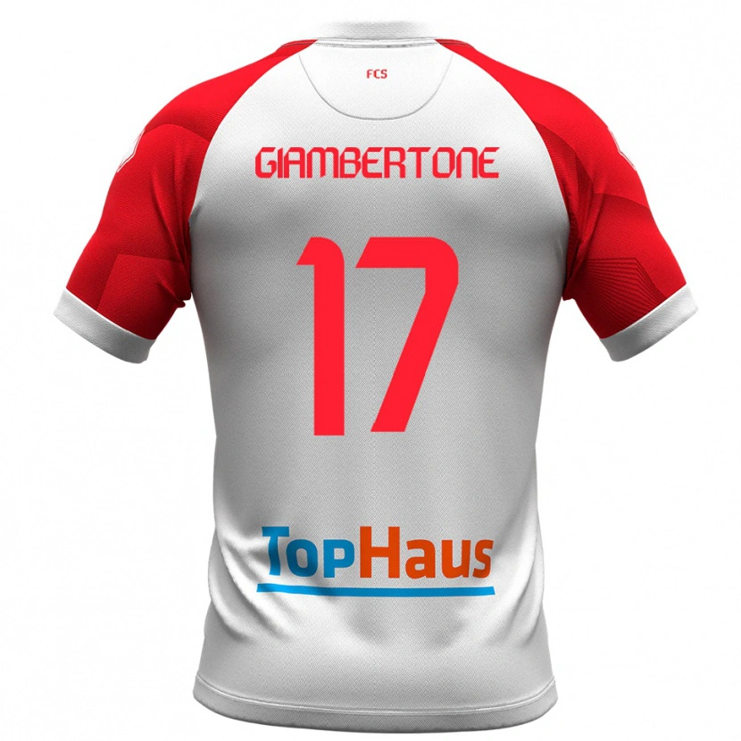 Danxen Uomo Maglia Fabio Giambertone #17 Bianco Rosso Kit Gara Home 2025/26 Maglietta