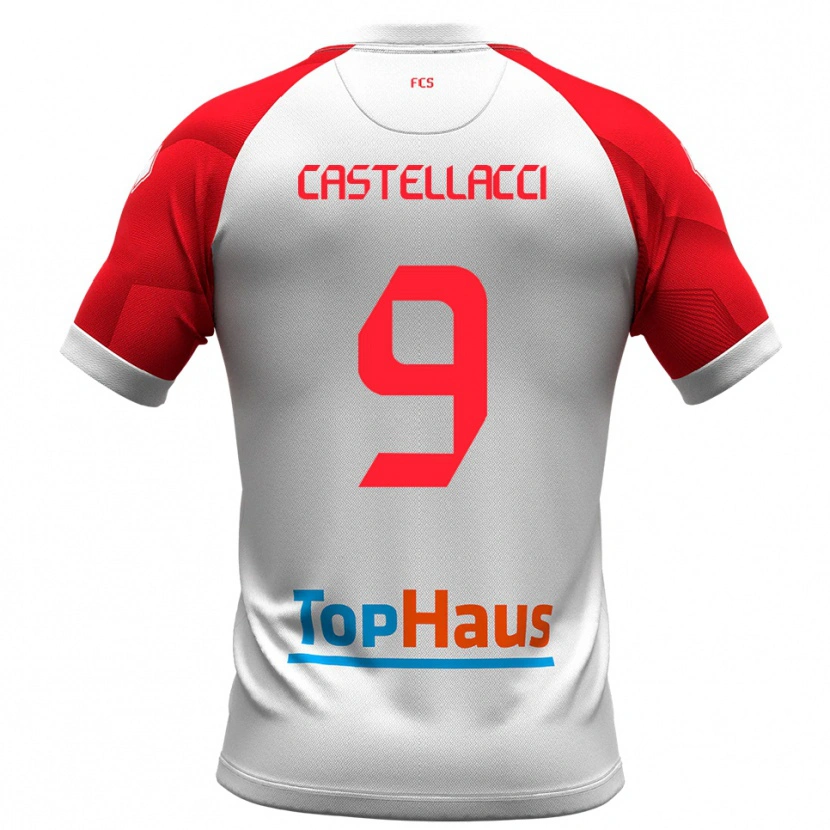 Danxen Uomo Maglia Marco Castellacci #9 Bianco Rosso Kit Gara Home 2025/26 Maglietta