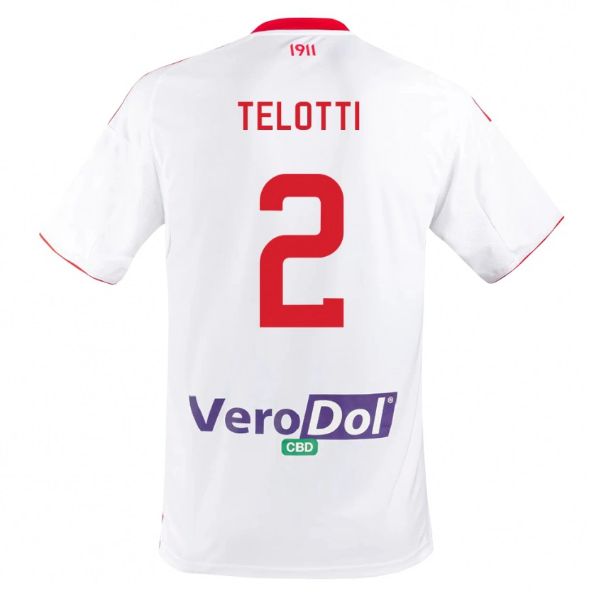 Danxen Uomo Maglia Giacomo Telotti #2 Bianco Rosso Kit Gara Home 2025/26 Maglietta