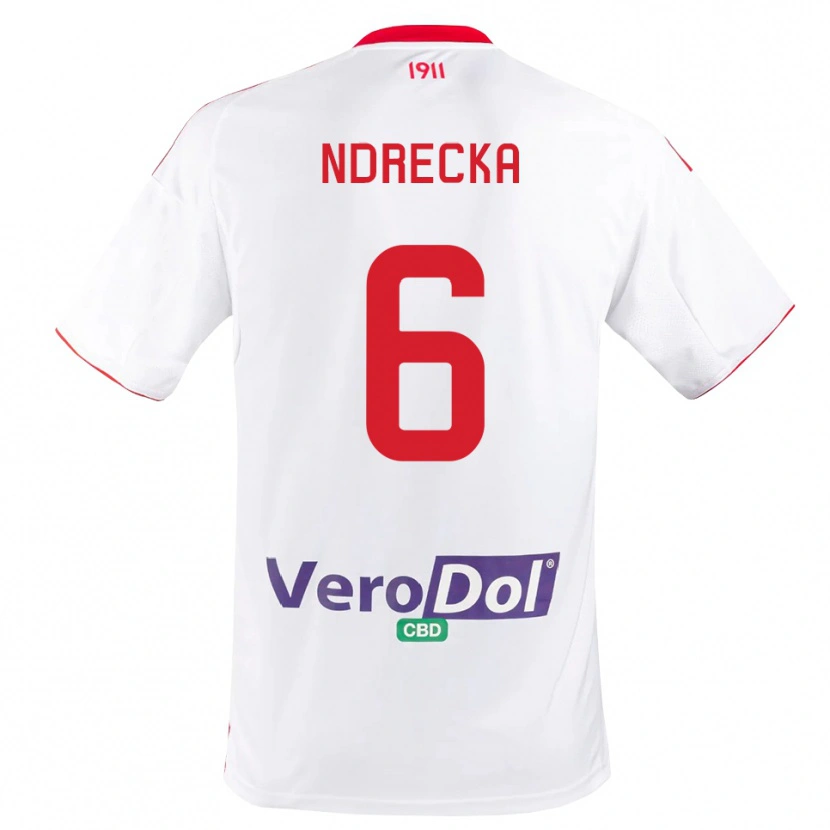 Danxen Uomo Maglia Eros Ndrecka #6 Bianco Rosso Kit Gara Home 2025/26 Maglietta