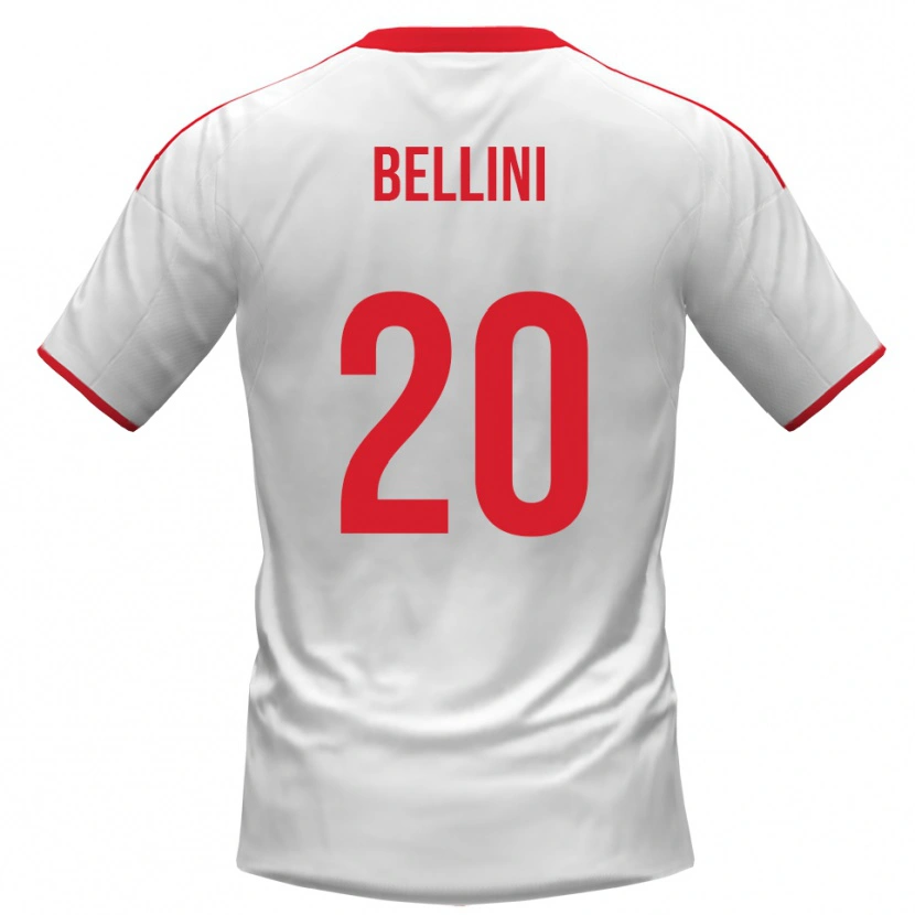 Danxen Uomo Maglia Mattia Bellini #20 Bianco Rosso Kit Gara Home 2025/26 Maglietta