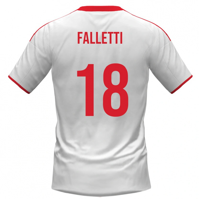 Danxen Uomo Maglia César Falletti #18 Bianco Rosso Kit Gara Home 2025/26 Maglietta