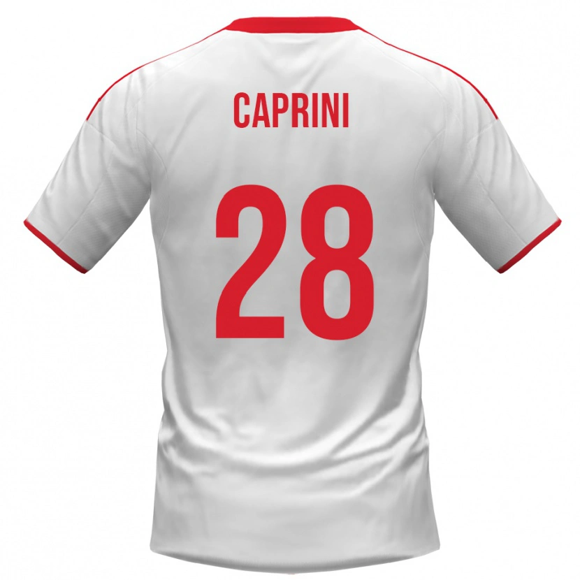 Danxen Uomo Maglia Maat Daniel Caprini #28 Bianco Rosso Kit Gara Home 2025/26 Maglietta