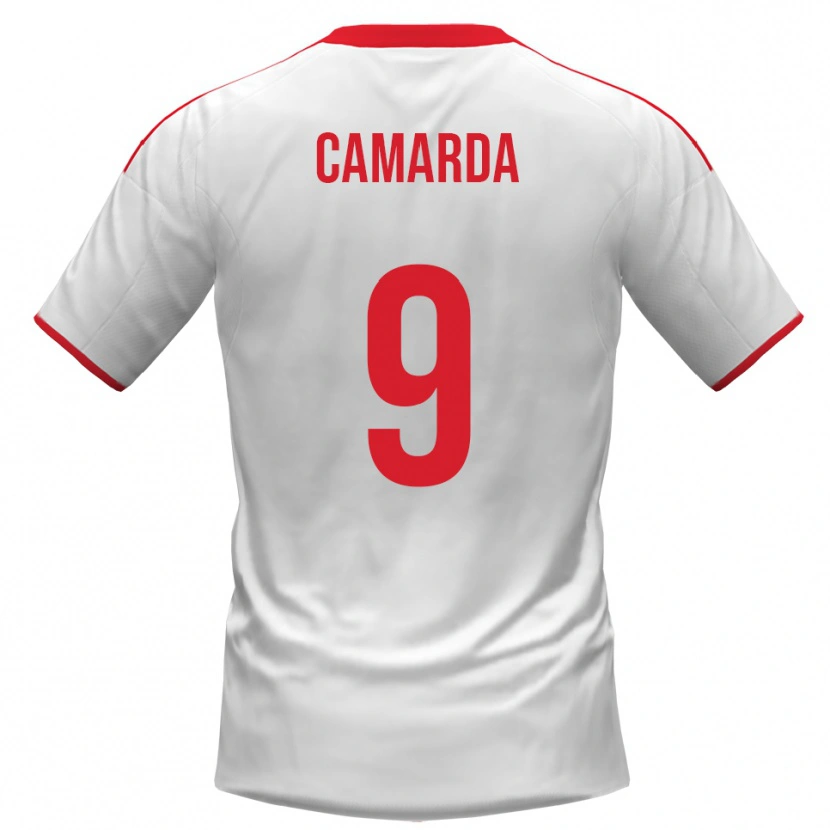 Danxen Uomo Maglia Nicolò Camarda #9 Bianco Rosso Kit Gara Home 2025/26 Maglietta