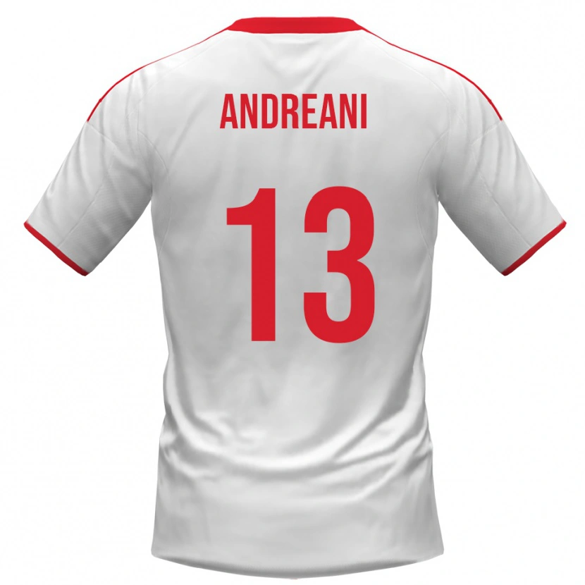 Danxen Uomo Maglia Pietro Andreani #13 Bianco Rosso Kit Gara Home 2025/26 Maglietta