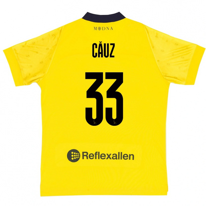 Danxen Uomo Maglia Cristian Căuz #33 Giallo Navy Kit Gara Home 2025/26 Maglietta