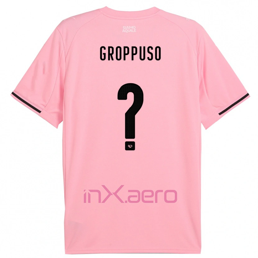 Danxen Uomo Maglia Gabriele Groppuso #0 Rosa Nero Kit Gara Home 2025/26 Maglietta