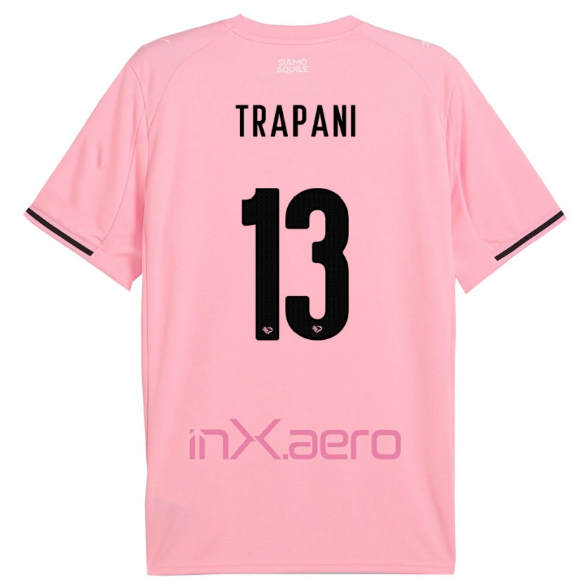 Danxen Uomo Maglia Nicolò Trapani #13 Rosa Nero Kit Gara Home 2025/26 Maglietta