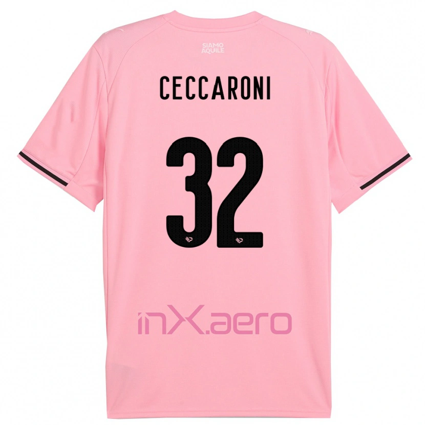 Danxen Uomo Maglia Pietro Ceccaroni #32 Rosa Nero Kit Gara Home 2025/26 Maglietta