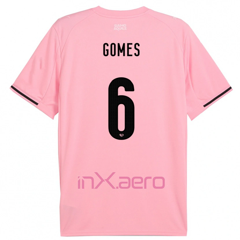 Danxen Uomo Maglia Claudio Gomes #6 Rosa Nero Kit Gara Home 2025/26 Maglietta