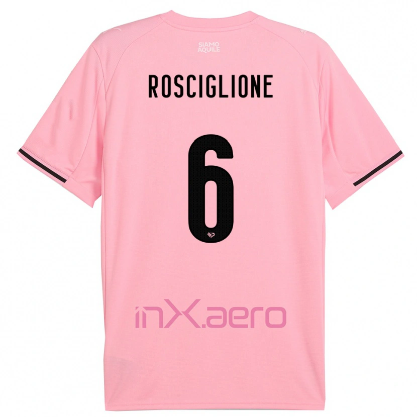 Danxen Uomo Maglia Davide Rosciglione #6 Rosa Nero Kit Gara Home 2025/26 Maglietta