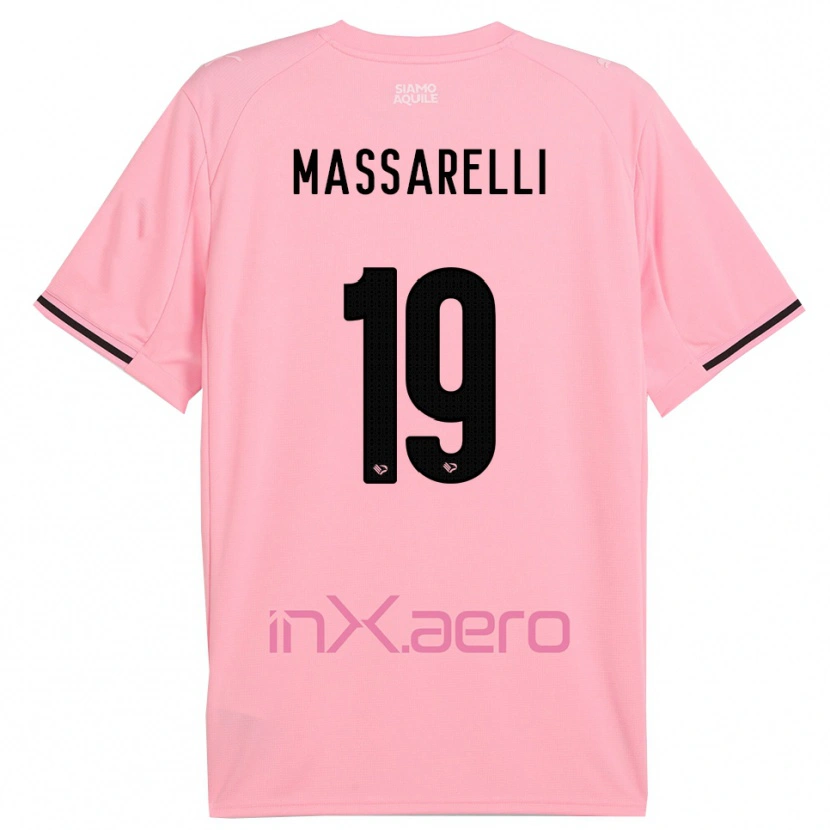 Danxen Uomo Maglia Francesco Massarelli #19 Rosa Nero Kit Gara Home 2025/26 Maglietta