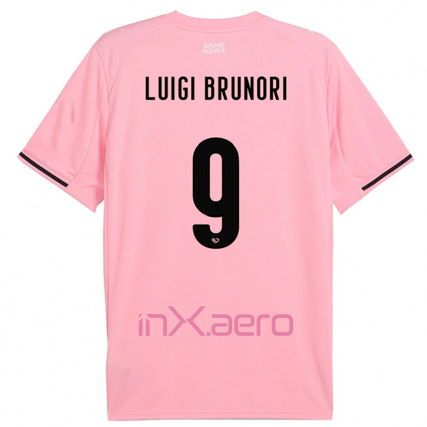 Danxen Uomo Maglia Matteo Luigi Brunori #9 Rosa Nero Kit Gara Home 2025/26 Maglietta