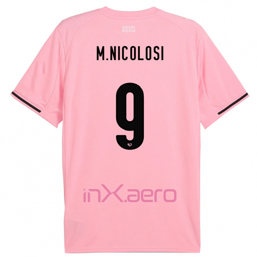 Danxen Uomo Maglia Maurizio Nicolosi #9 Rosa Nero Kit Gara Home 2025/26 Maglietta