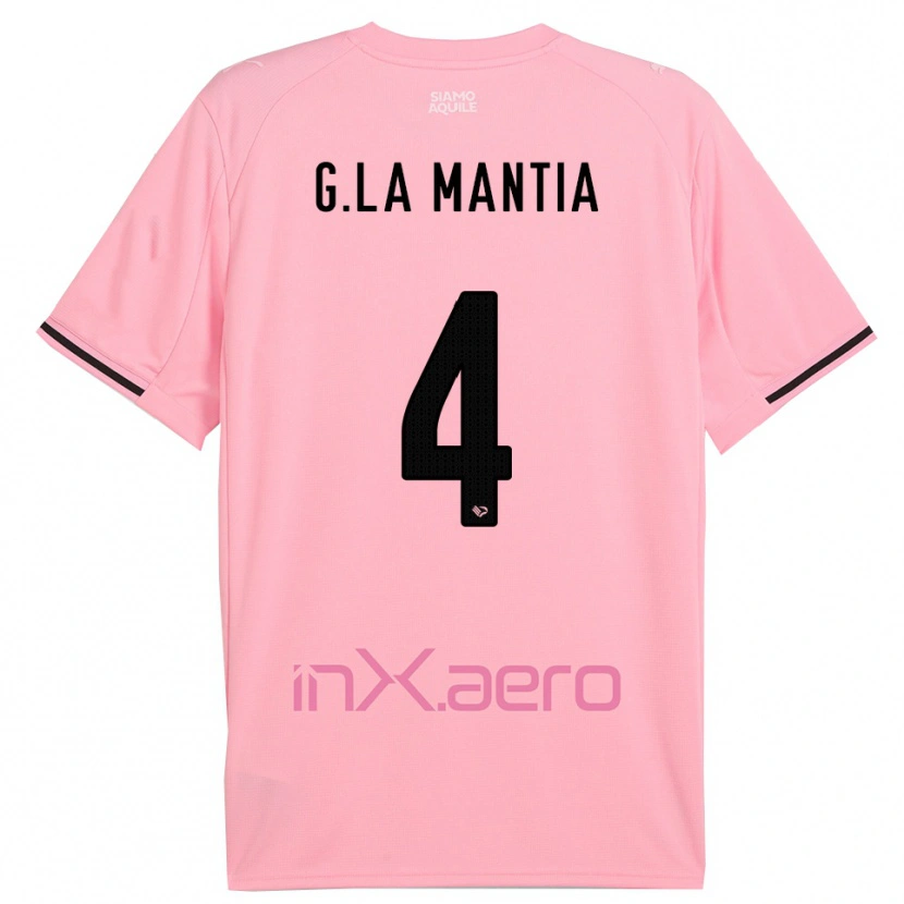 Danxen Uomo Maglia Giulio La Mantia #4 Rosa Nero Kit Gara Home 2025/26 Maglietta